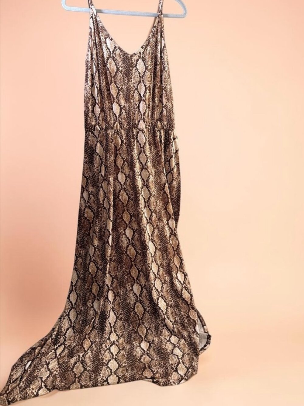 Snakeskin Print Maxi dress with built-in romper shorts